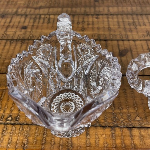 Vintage Cream and Sugar Bowls Pressed  Nucut/ Imperial Glass Set of 2 - Picture 2 of 11